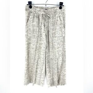 Beau Dawson Size Small Linen Rayon Wide Leg Pull On Pants Snake Print Cropped
